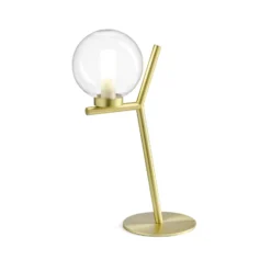 Lámpara de mesa Camely, 1 luz, oro cepillado/claro, cristal