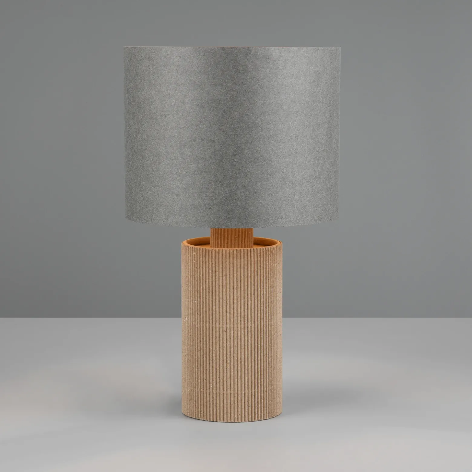 Lámpara de mesa Canio, altura 29 cm, gris/marrón, cartón, 1 x E14