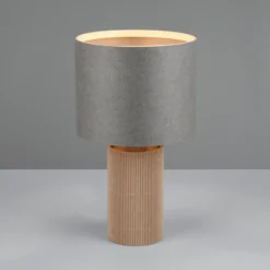 Lámpara de mesa Canio, altura 29 cm, gris/marrón, cartón, 1 x E14