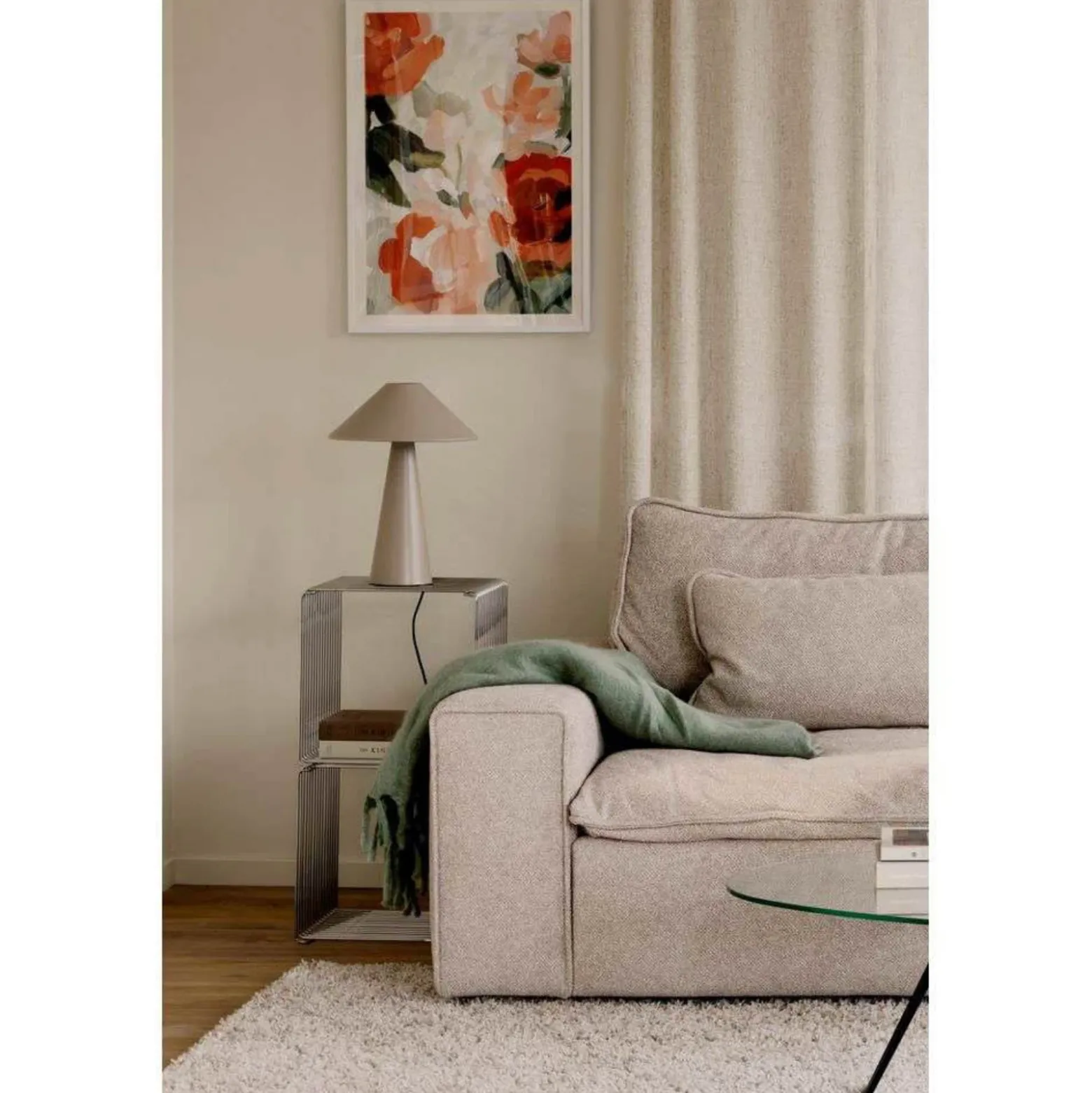 Lámpara de mesa Cannes de Globen Lighting, beige, altura 40 cm