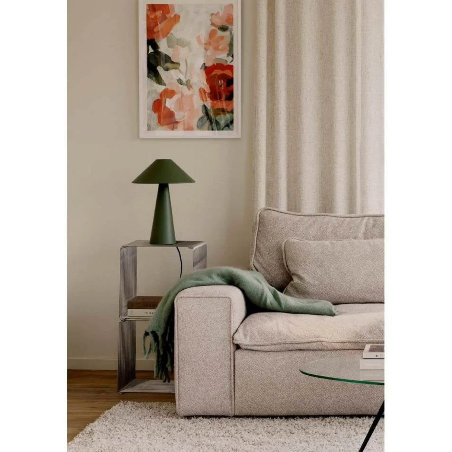 Lámpara de mesa Cannes de Globen Lighting, verde, altura 40 cm