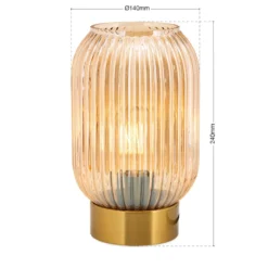 Lámpara de mesa Carneval, ámbar, cristal, altura 23,5 cm, E27