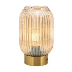 Lámpara de mesa Carneval, ámbar, cristal, altura 23,5 cm, E27