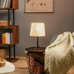 Lámpara de mesa Chicago con pantalla de lino