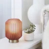 Lámpara de mesa Clancy, pantalla de cristal rosa, altura 17 cm