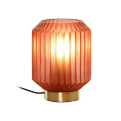 Lámpara de mesa Clancy, pantalla de cristal rosa, altura 17 cm