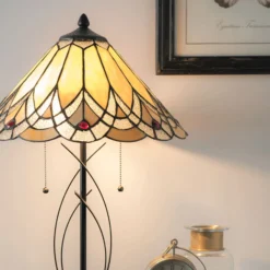 Lámpara de mesa 5186 con pantalla de vidrio ámbar