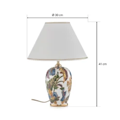 Lámpara de mesa Damasco, oro 24 quilates, Ø 30 cm