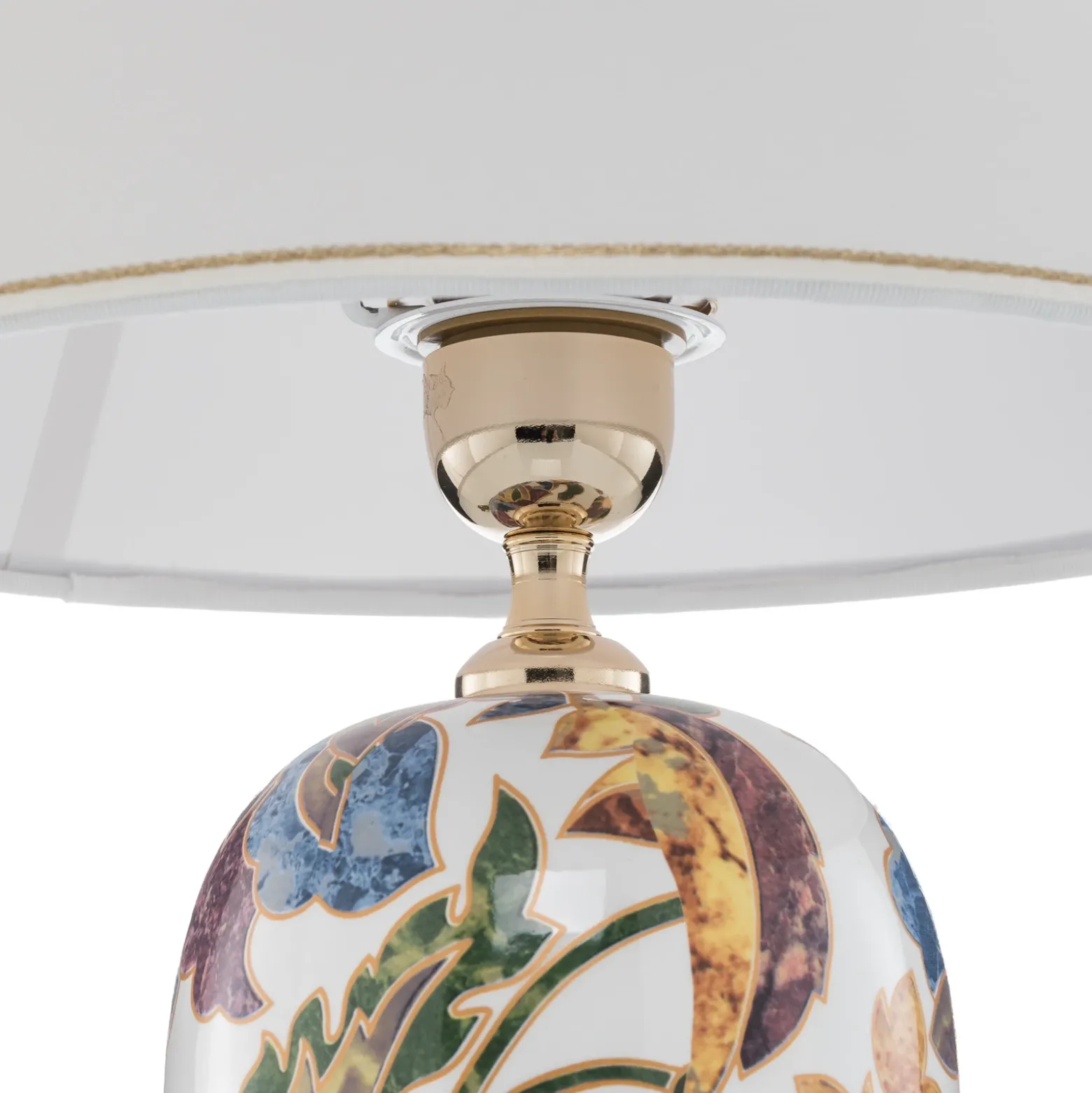 Lámpara de mesa Damasco, oro 24 quilates, Ø 30 cm