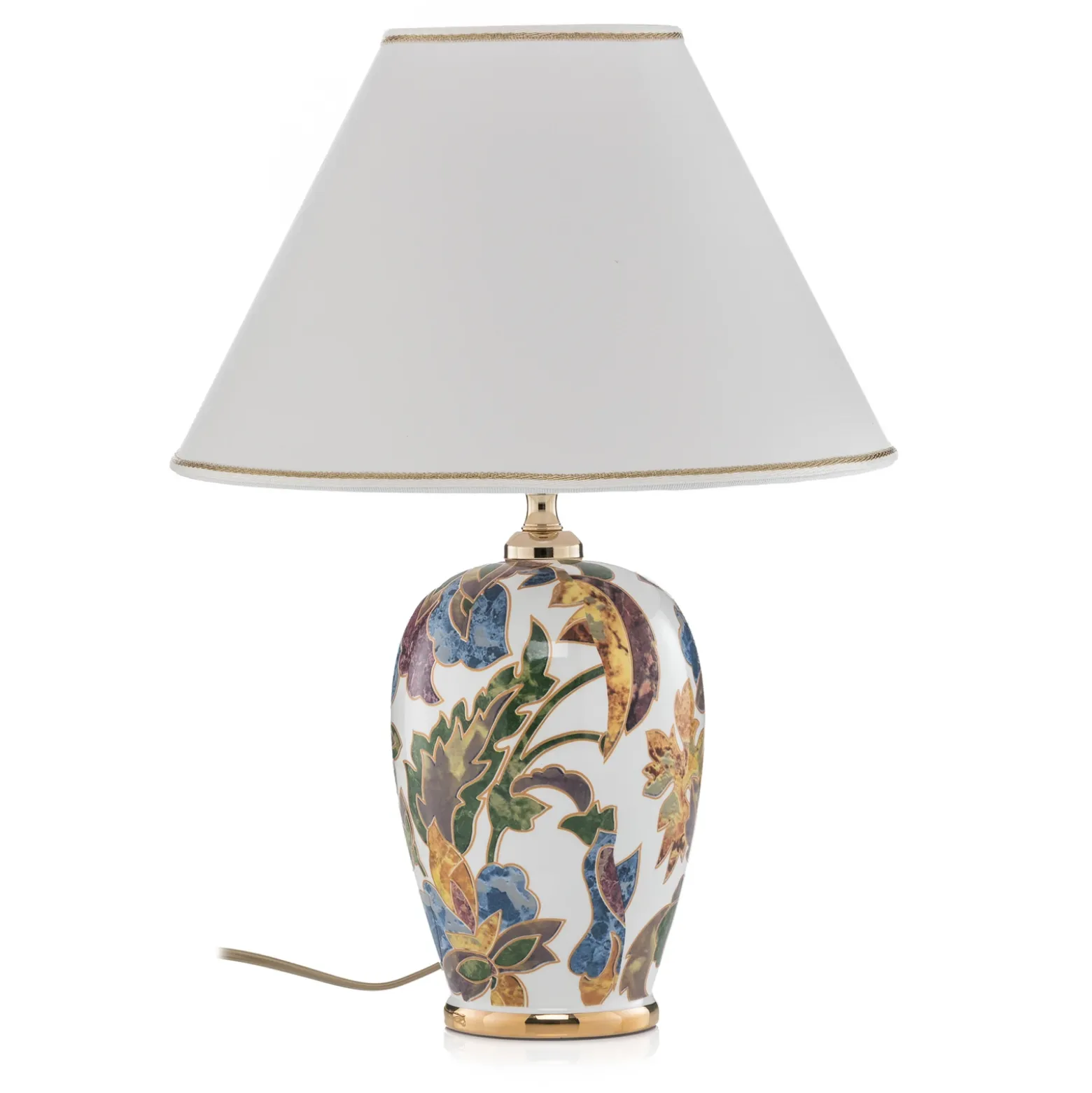 Lámpara de mesa Damasco, oro 24 quilates, Ø 30 cm