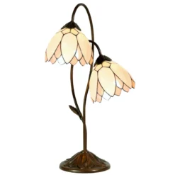 Lámpara de mesa de estilo Tiffany Liliana, 2 luces