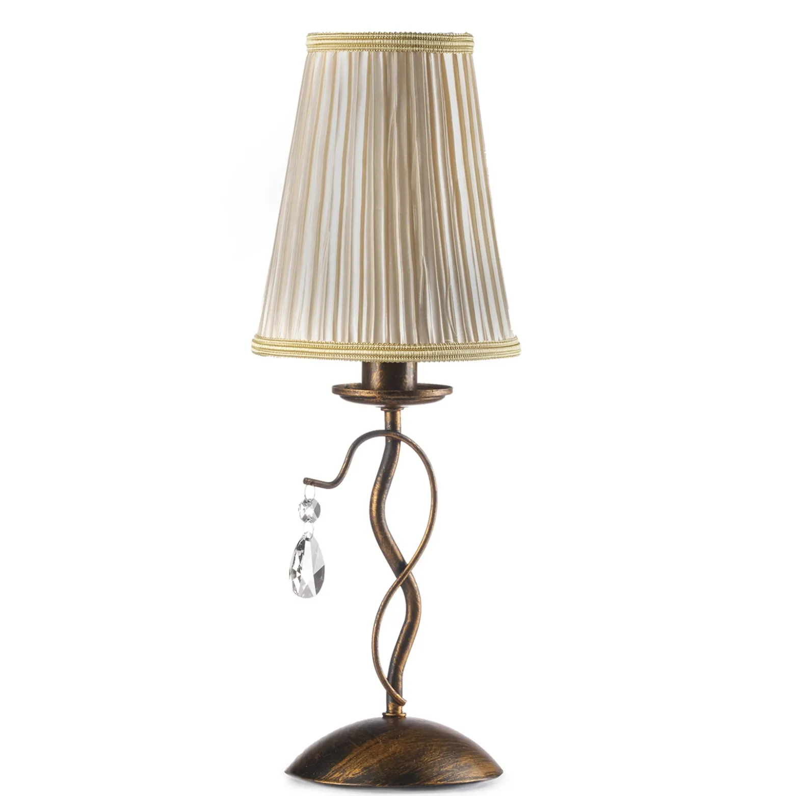Lámpara de mesa Delia, color bronce, hierro, altura 42 cm, Ø 15 cm