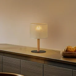 Lámpara de mesa Deva Nature, textil, madera
