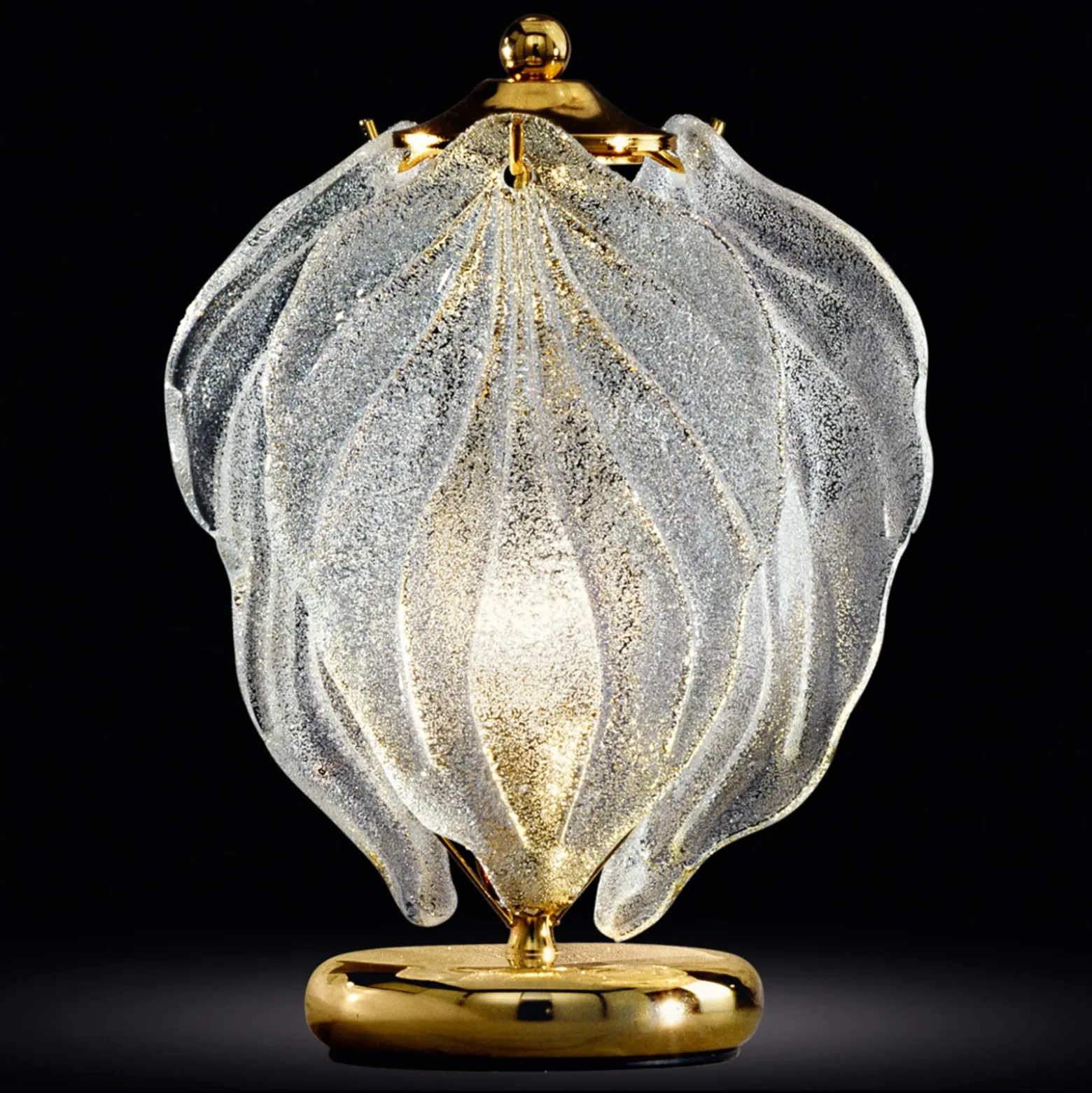 Lámpara de mesa de vidrio Foglie de vidrio Murano