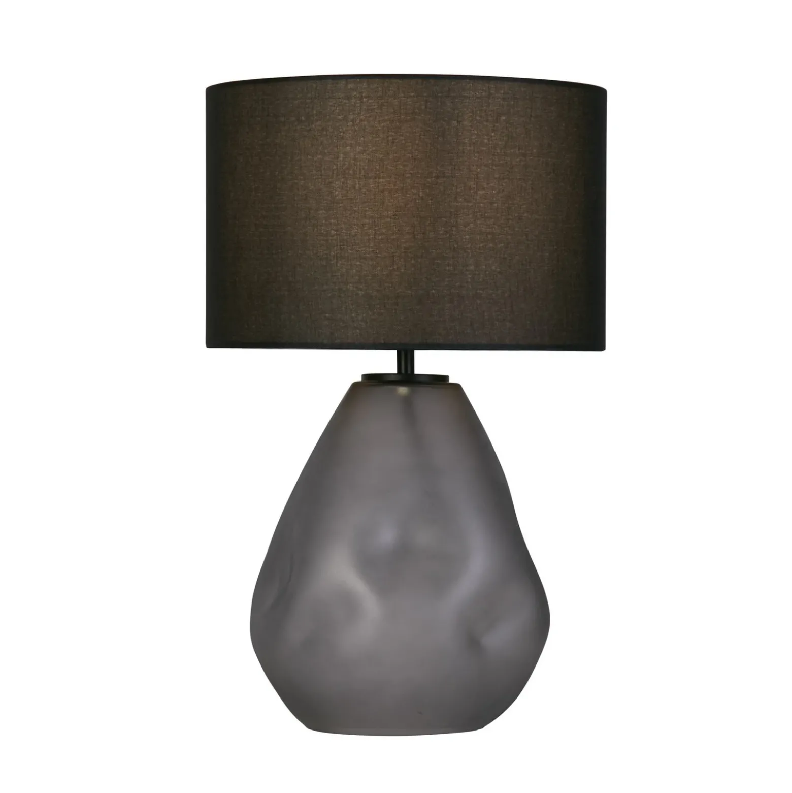Lámpara de mesa Devon, negro/gris humo Altura 44,5 cm textil/vidrio