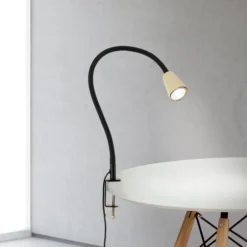 Lámpara de mesa Dotty, caqui, altura 65 cm, pinza, GU10