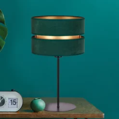 Lámpara de mesa Duo, verde/dorado, altura 50 cm