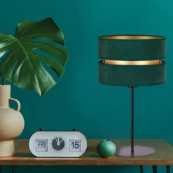 Lámpara de mesa Duo, verde/dorado, altura 50 cm