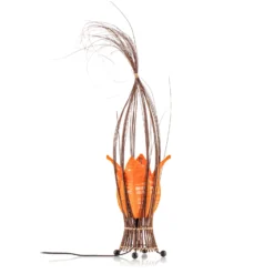 Lámpara de mesa Elena con pantalla textil, naranja