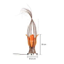 Lámpara de mesa Elena con pantalla textil, naranja