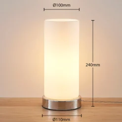 Lámpara de mesa Elianna de Lindby, blanca, cristal, 24 cm, atenuable, E14