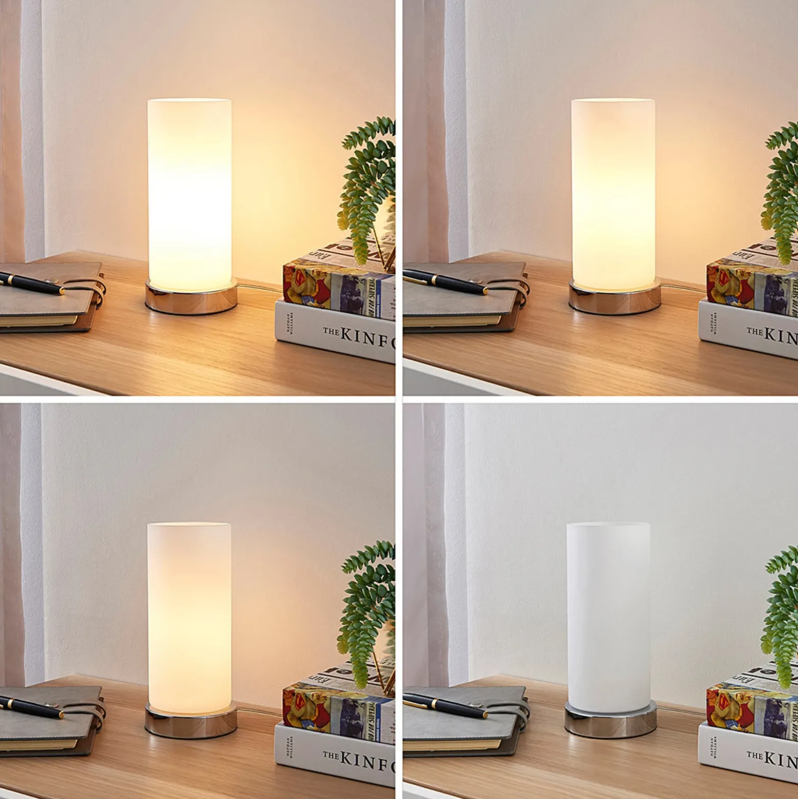Lámpara de mesa Elianna de Lindby, blanca, cristal, 24 cm, atenuable, E14