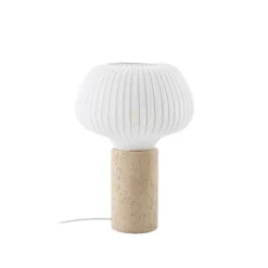 Lámpara de mesa Eloise de Lucande, 42 cm, blanca, tejido/hormigón, E27