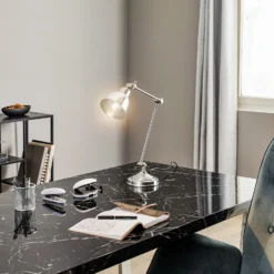Lámpara de mesa Emoti, color cromo, 45 cm de altura, orientable
