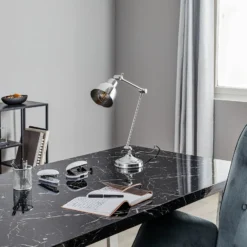 Lámpara de mesa Emoti, color cromo, 45 cm de altura, orientable