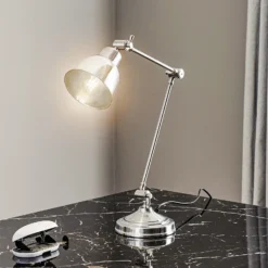 Lámpara de mesa Emoti, color cromo, 45 cm de altura, orientable