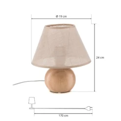 Lámpara de mesa Envostar Gill, madera natural/pantalla beige