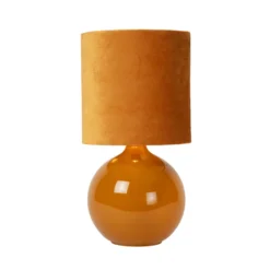 Lámpara de mesa Esterad, ocre, Ø 24 cm, altura 47 cm, cristal