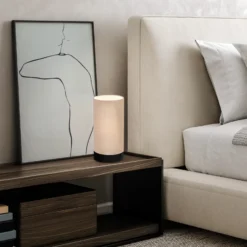 Lámpara de mesa Feniglia con lino natural