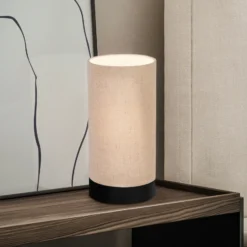 Lámpara de mesa Feniglia con lino natural