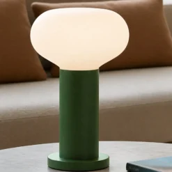 Lámpara de mesa Flo, verde, Ø 19 cm, cristal