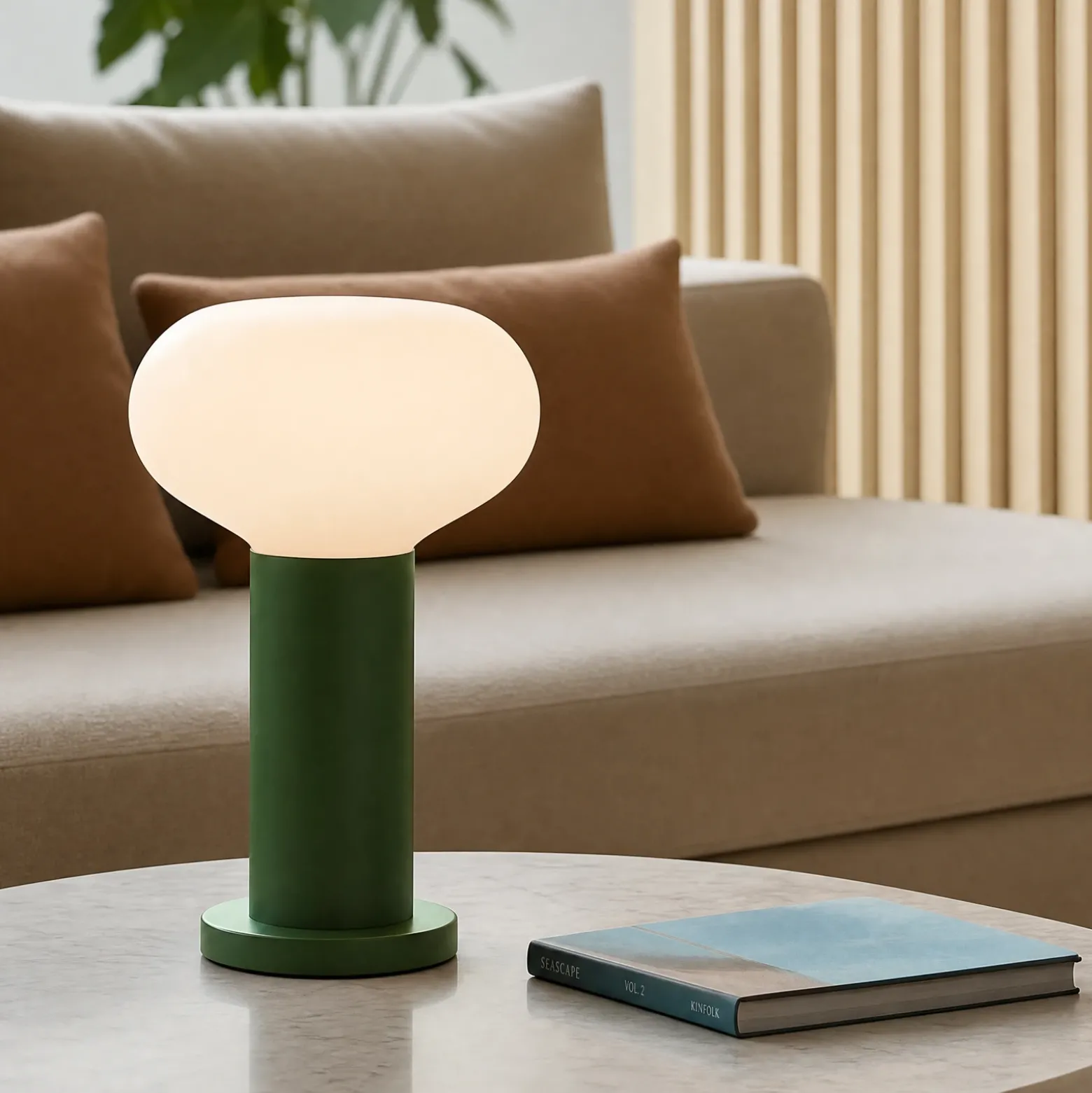 Lámpara de mesa Flo, verde, Ø 19 cm, cristal