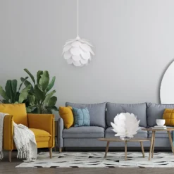 Lámpara de mesa Fora en forma de flor, blanco