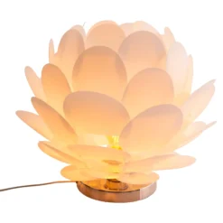 Lámpara de mesa Fora en forma de flor, blanco