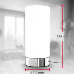 Lámpara de mesa Gari, altura 24,5 cm, cromado/blanco, cristal, E14