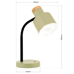 Lámpara de mesa Gili, verde claro, acero, altura 35 cm, E27