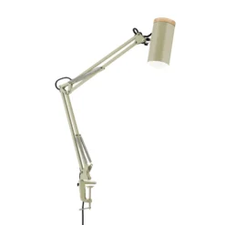 Lámpara de mesa Gili, verde claro, pinza, acero, altura 75 cm, E27