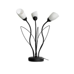 Lámpara de mesa Gloriosa, negro, cristal, 3 luces