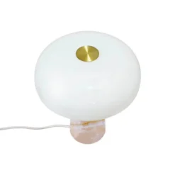 Lámpara de mesa Glossy, rosa/blanco, altura 24 cm, mármol/vidrio