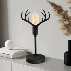 Lámpara de mesa GMN-000011 astas de ciervo negro