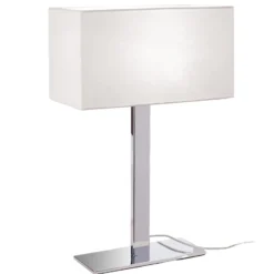 Lámpara de mesa Grigor con pantalla de lino blanco
