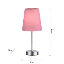 Lámpara de mesa Heinrich con pantalla de tela rosa
