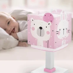Lámpara de mesa infantil Baby Jungle, rosa, G4, ancho 14 cm