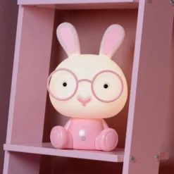 Lámpara de mesa infantil Dodo bunny, rosa/blanco, atenuable, ABS