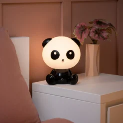 Lámpara de mesa infantil Dodo Panda, blanco/negro, atenuable, ABS