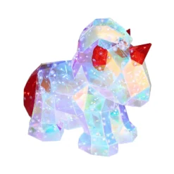 Lámpara de mesa infantil LED Brondar unicornio, roja, altura 26 cm